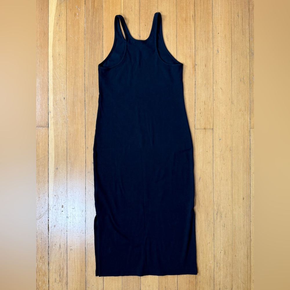 NWT Banana Republic Black Racerback Ribbed Tank Dress Sleeveless Midi - Picture 2 of 3